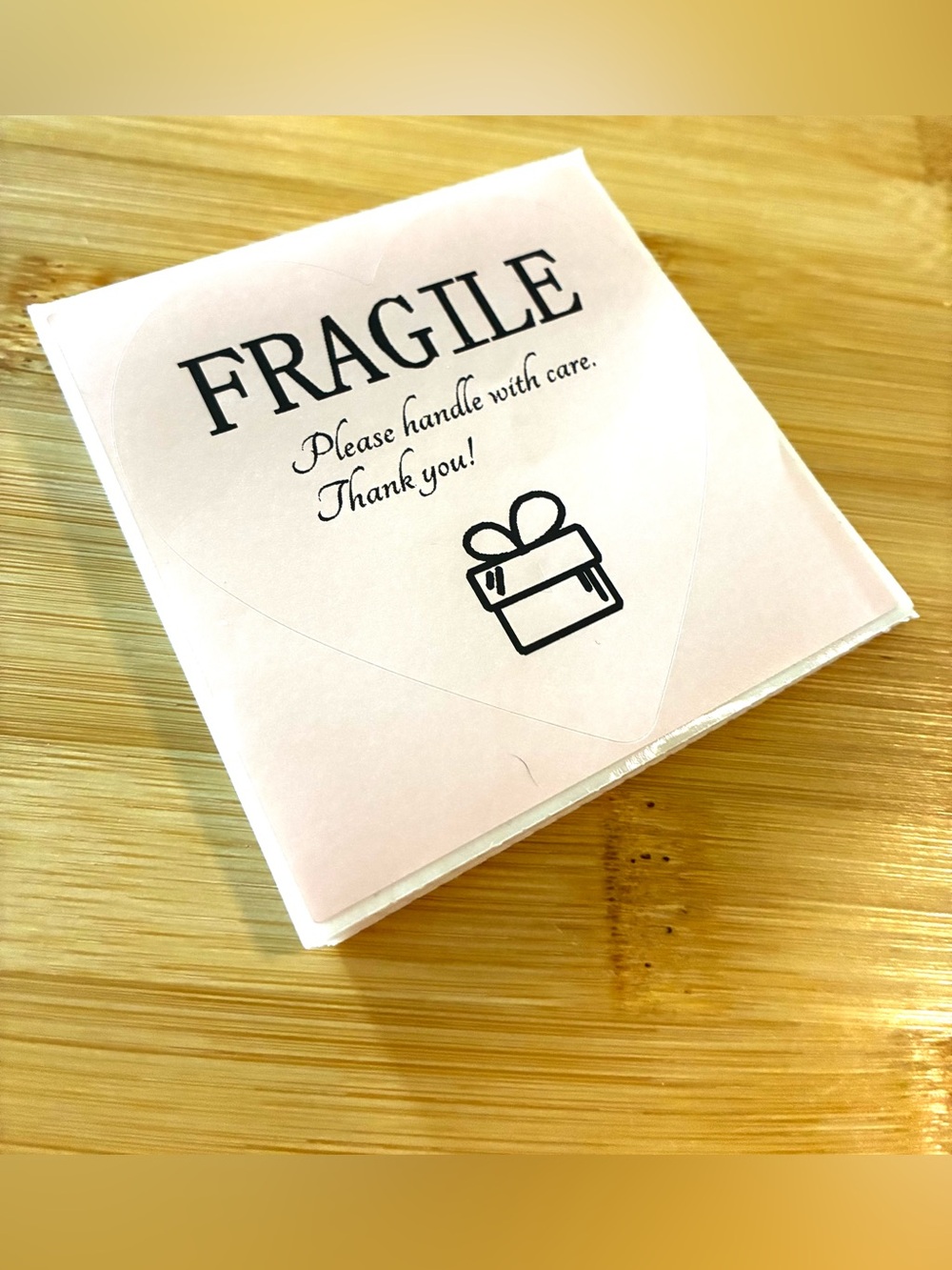 Fragile Heart-Shaped Sticker Pack - Pink